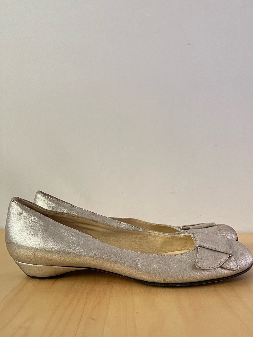 Façonnable Metallic Leather Ballet Flats | US 8.5M